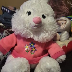 White Plush Toy with Pink Sweater